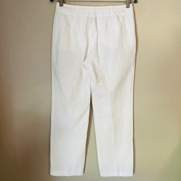 Eileen Fisher White Linen Lightweight Coastal Vacation Beach Small Ankle Pants - Picture 3 of 6